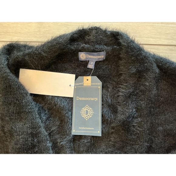 Democracy Black Fuzzy Cardigan Sweater Open Front Size Small New With Tags - Picture 4 of 4